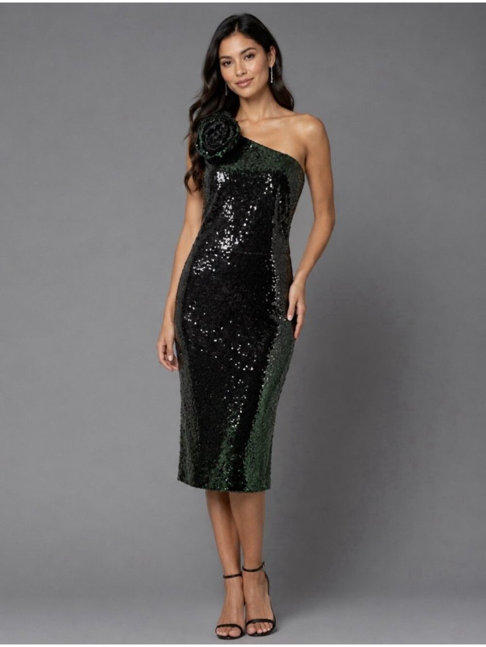 NWT VINCE CAMUTO Womens Size 10 Ombre-Sequined Sheath Dress Green/Black